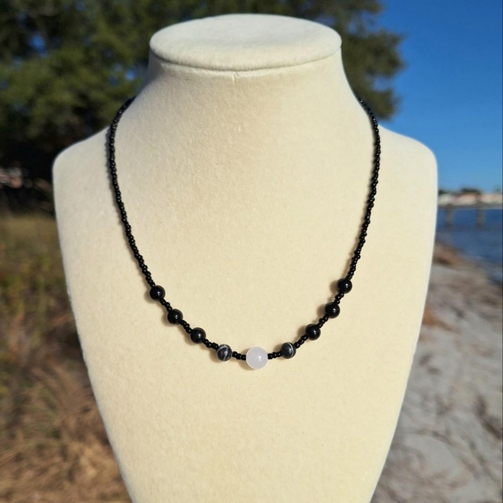 Jade, Onyx, Agate Necklace ~ Handcrafted Jewelry